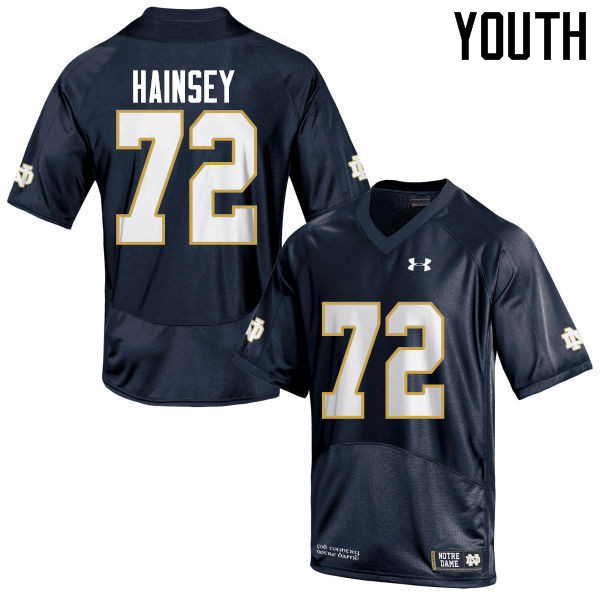 Youth NCAA Notre Dame Fighting Irish #72 Robert Hainsey Stitched College Under Armour Authentic Navy Blue Football Jersey QO10S22CT